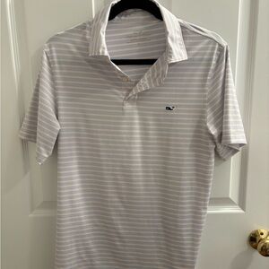 Vineyard Vines Men's Polo Shirt - Subtle Blue and White Stripes